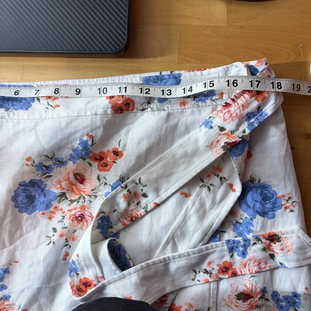 Floral Wrap Linen Midi Skirt Size 14 NWT Cottage Country Grandmillennial - Picture 7 of 8
